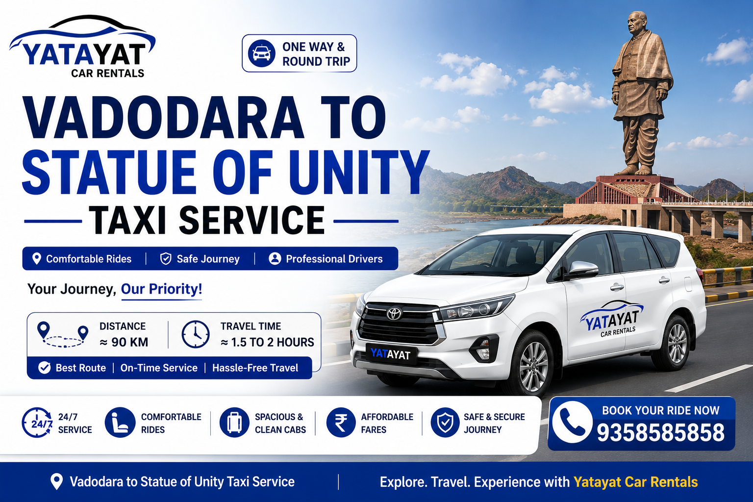 Vadodara to Statue of Unity Taxi Service